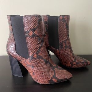 Vegan leather snake print boots